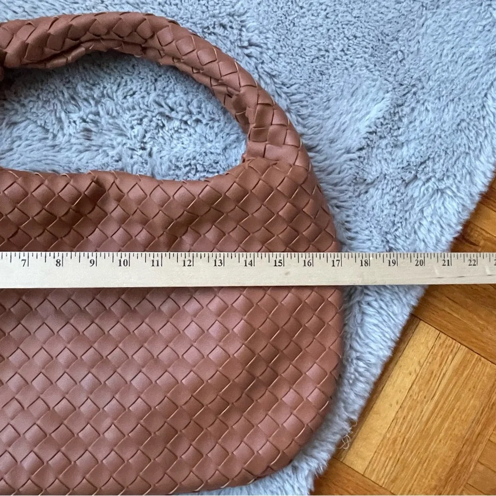 Elegant Brown Woven Hobo Bag